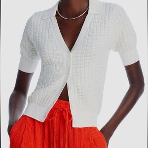 Essentiel Antwerp white knitted polo sz S